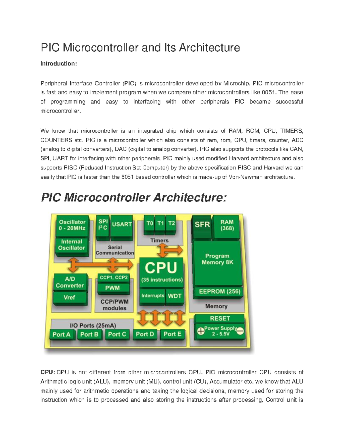 PIC Microcontroller And Its Architecture - PIC Microcontroller And Its ...