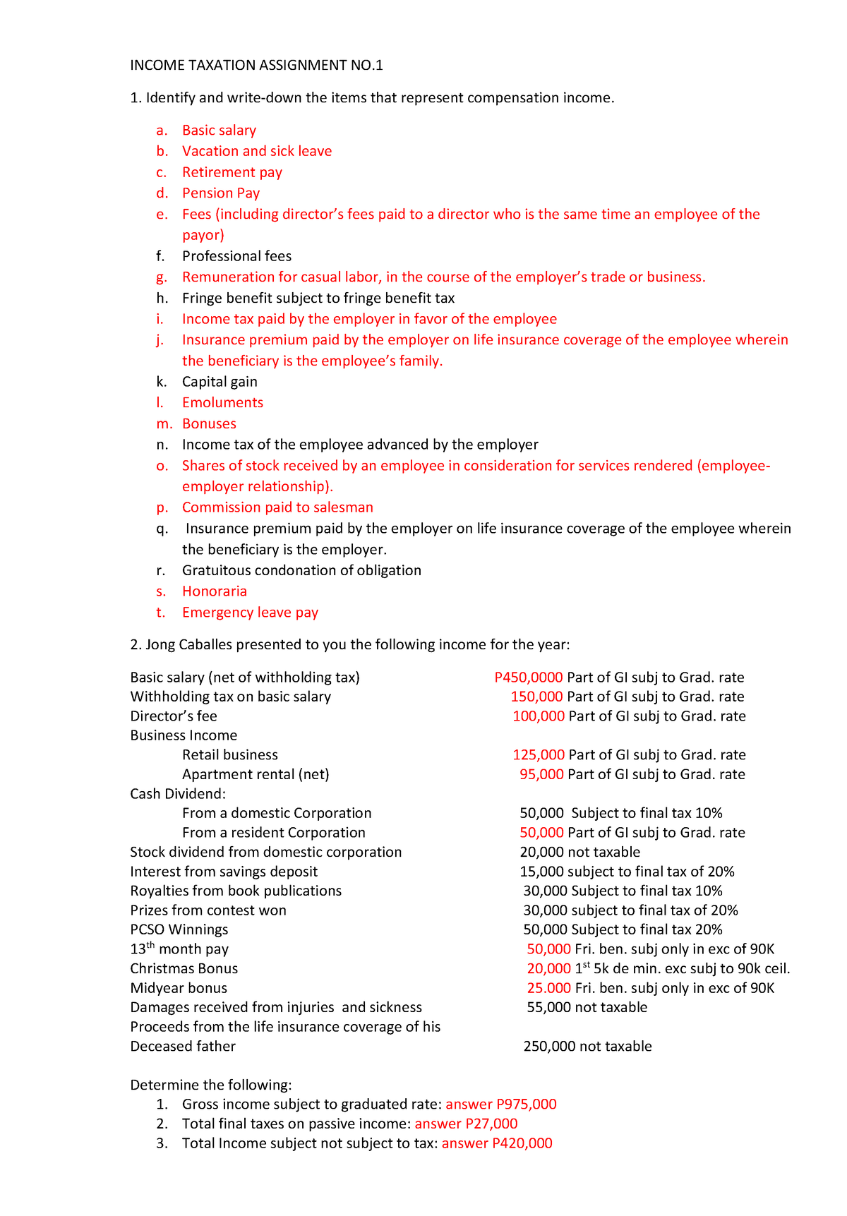 income tax assignment topics