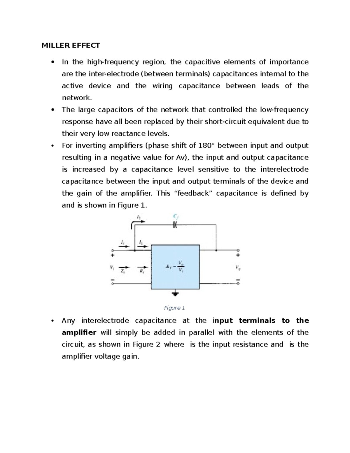 6. Miller Effect - Lecture notes - MILLER EFFECT In the high-frequency ...