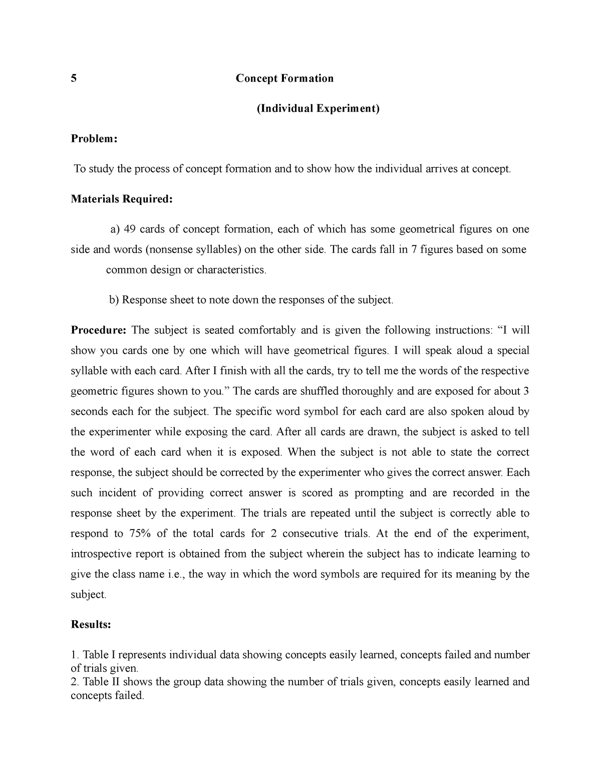 concept formation experiment in psychology