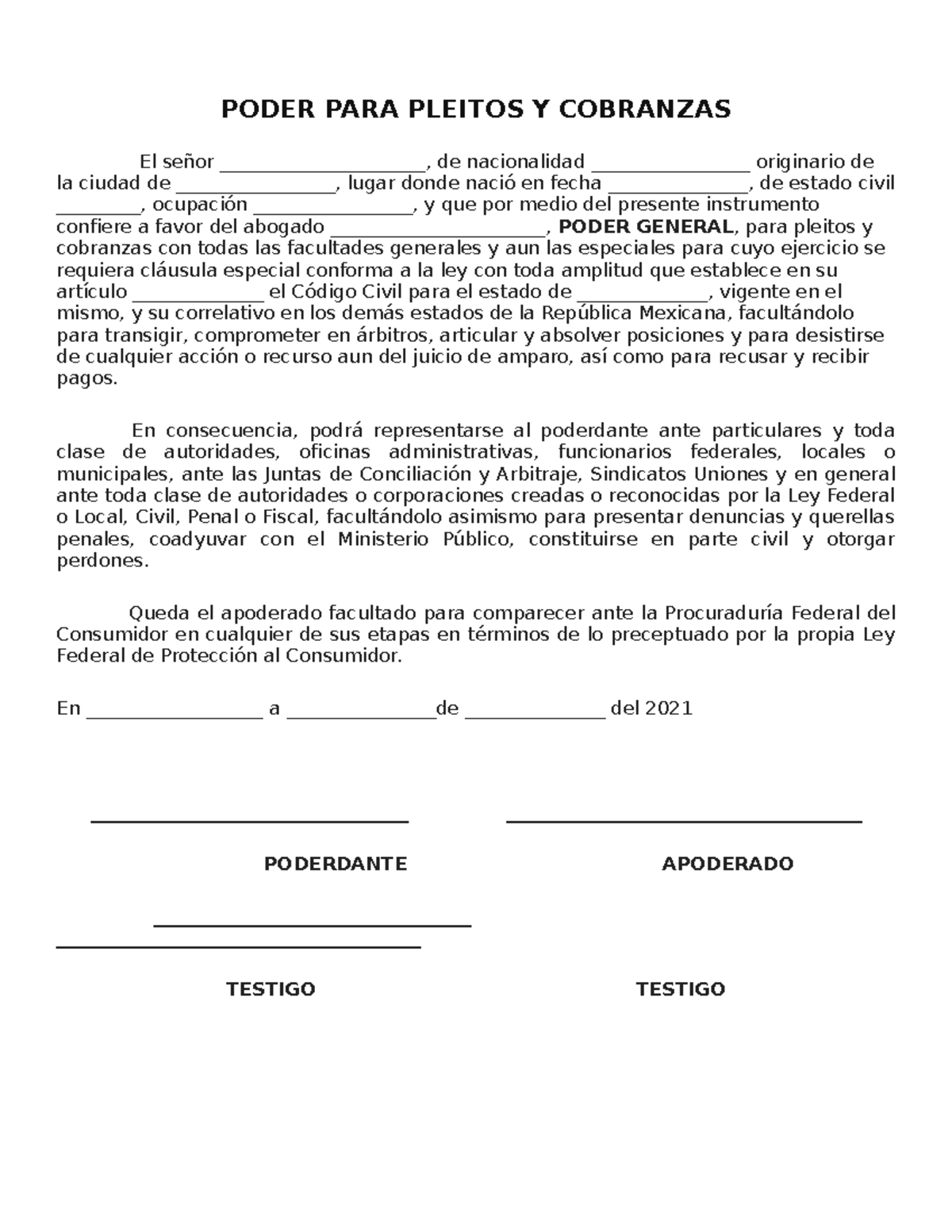 Carta Poder Formatoformato De Cartas