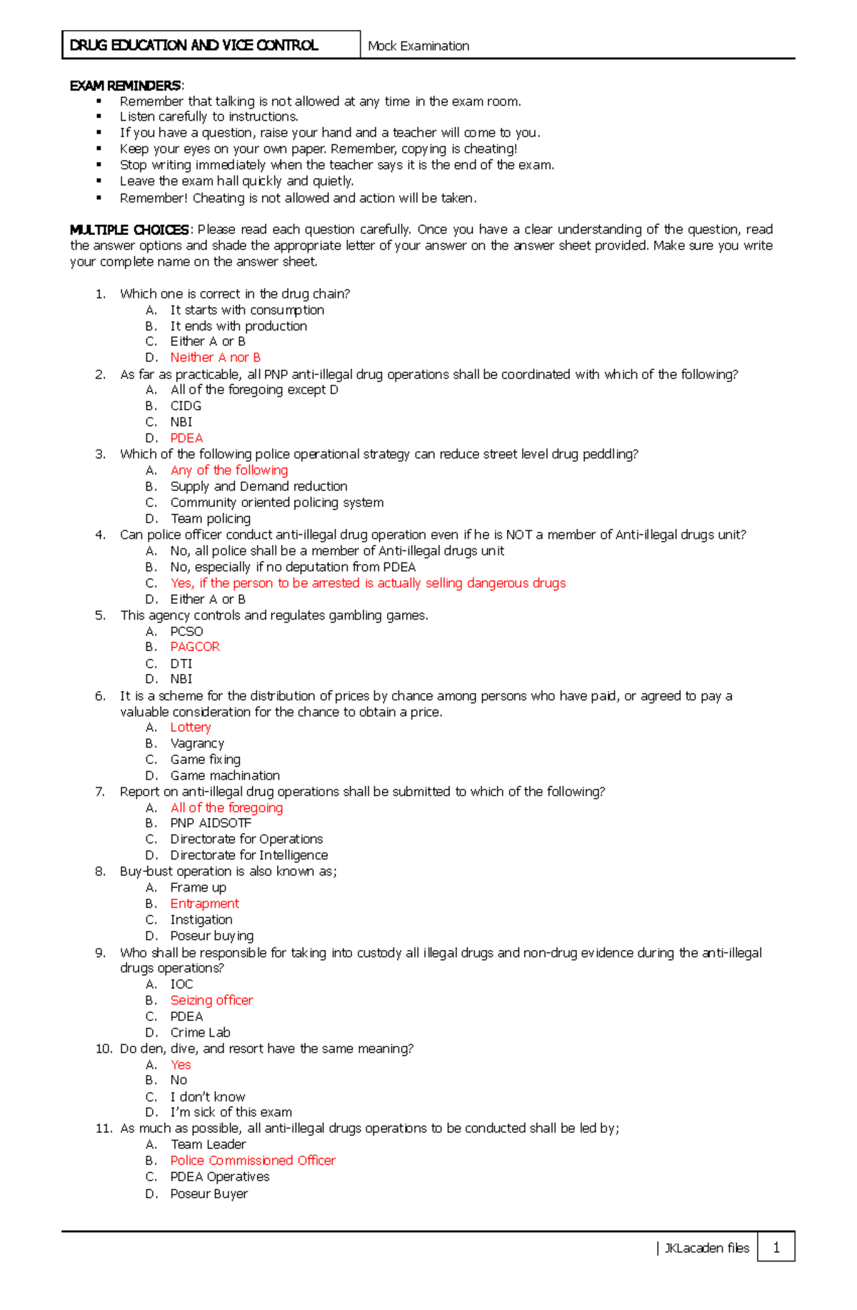 Drugsqna - ITS GOOD FOR STUDENTS - DRUG EDUCATION AND VICE CONTROL Mock ...