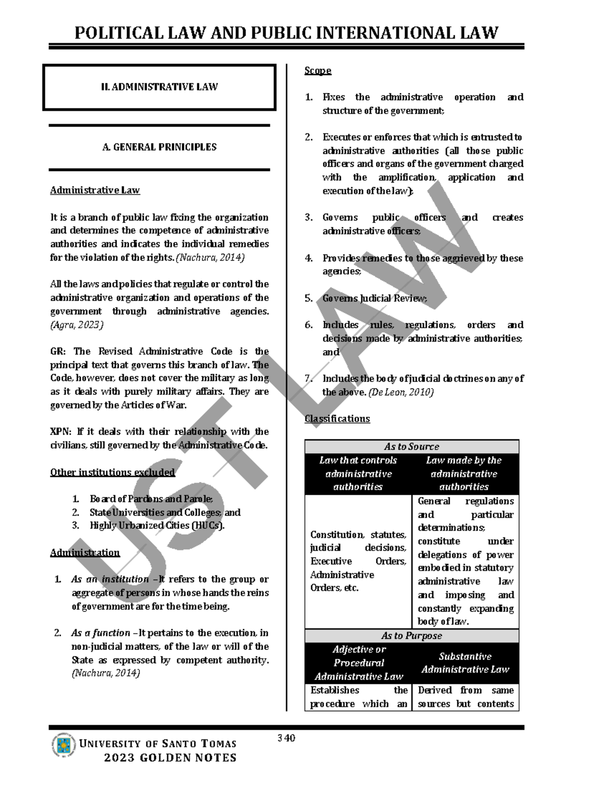 AdminLaw Golden Notes POLITICAL LAW AND PUBLIC INTERNATIONAL LAW U