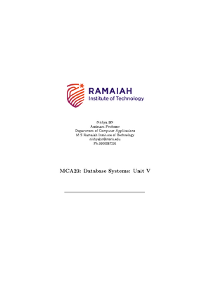 DBS UNIT II Notes - unit 2 - Nithya BN Assistant Professor Department ...