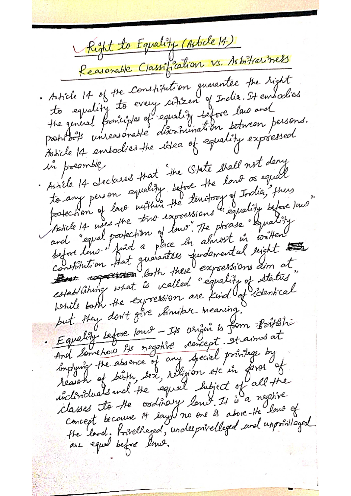 Article 14 in english - Right to Equality (Acticle 14) Reasonable ...