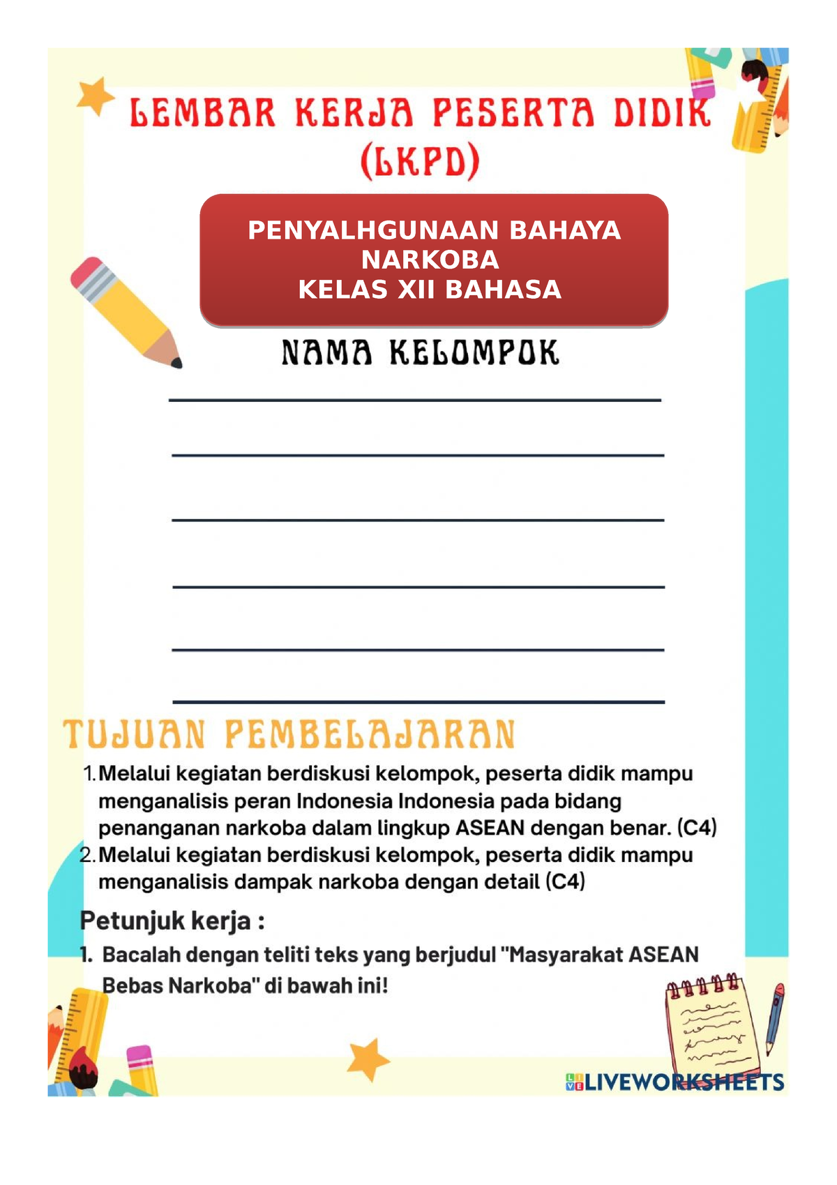 LKPD Masyarakat Asean Bebas Narkoba - statistic for education ...