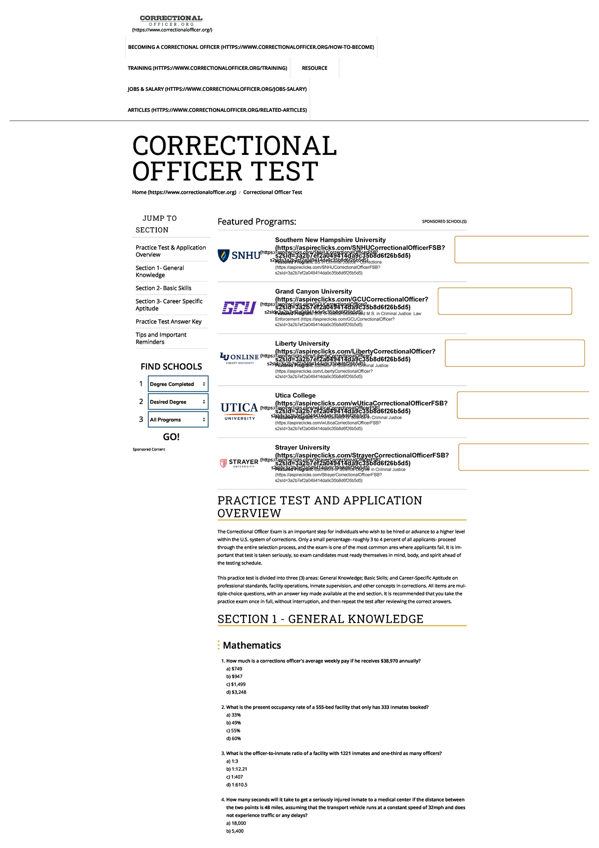 Correctional Officer Test Correctional Officer CORRECTIONAL OFFICER