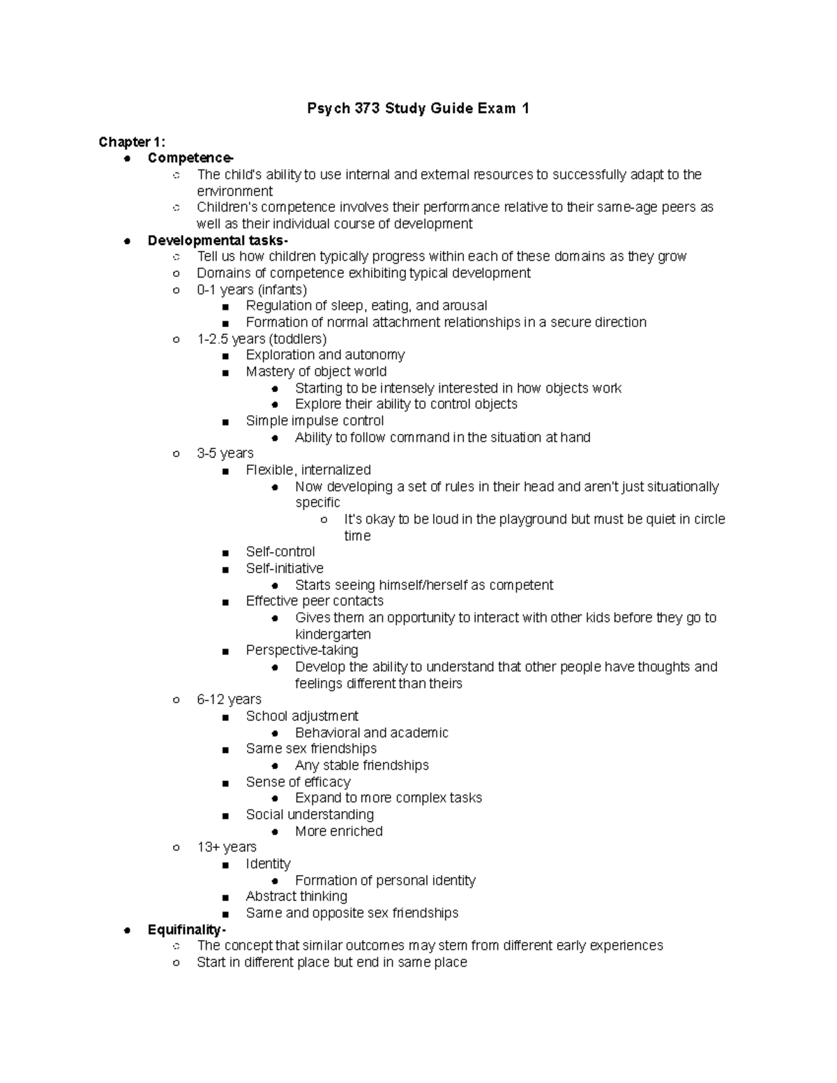 Psych 373 Study Guide Exam 1 - Psych 373 Study Guide Exam 1 Chapter 1 ...