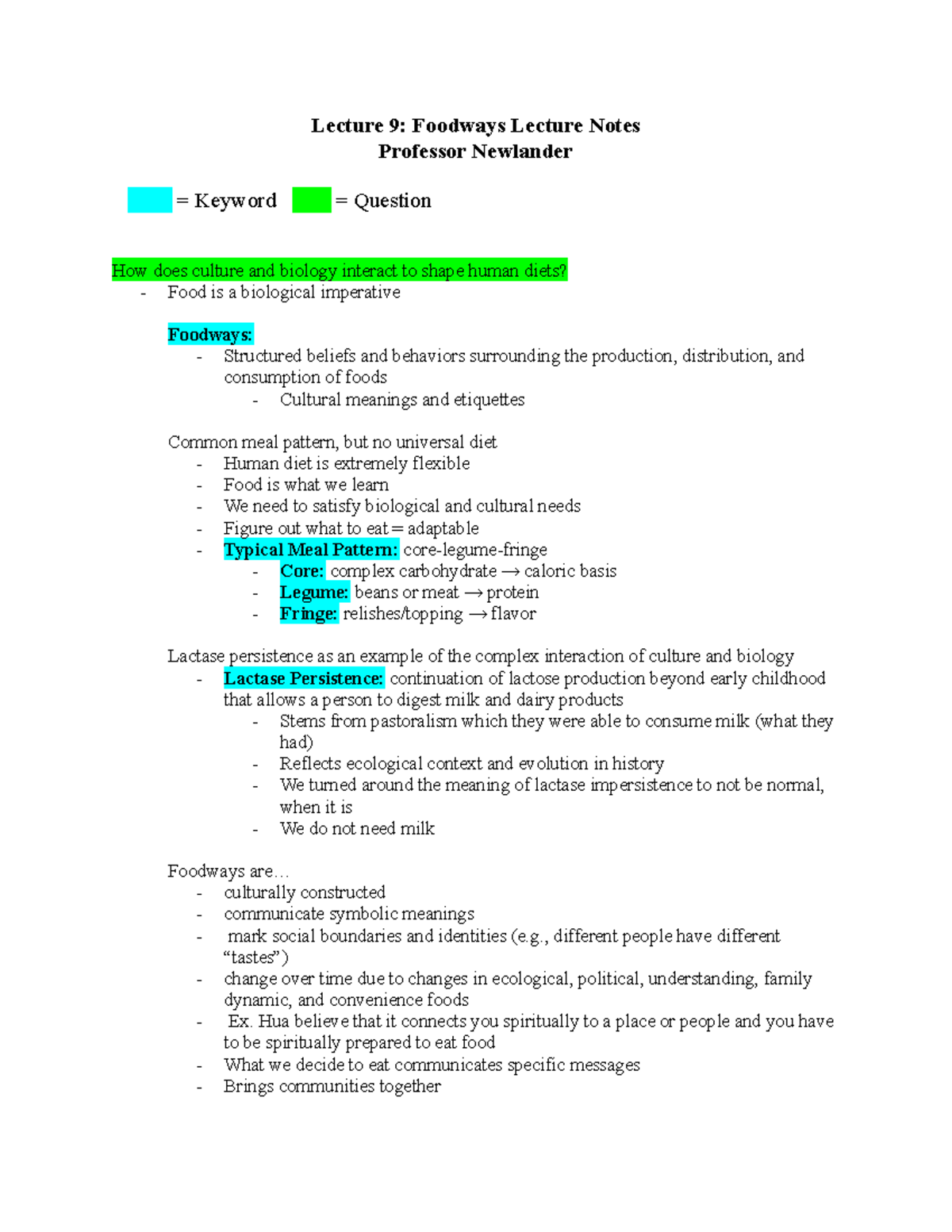 ANT 10CD Lecture 9 Notes Foodways - Lecture 9: Foodways Lecture Notes ...