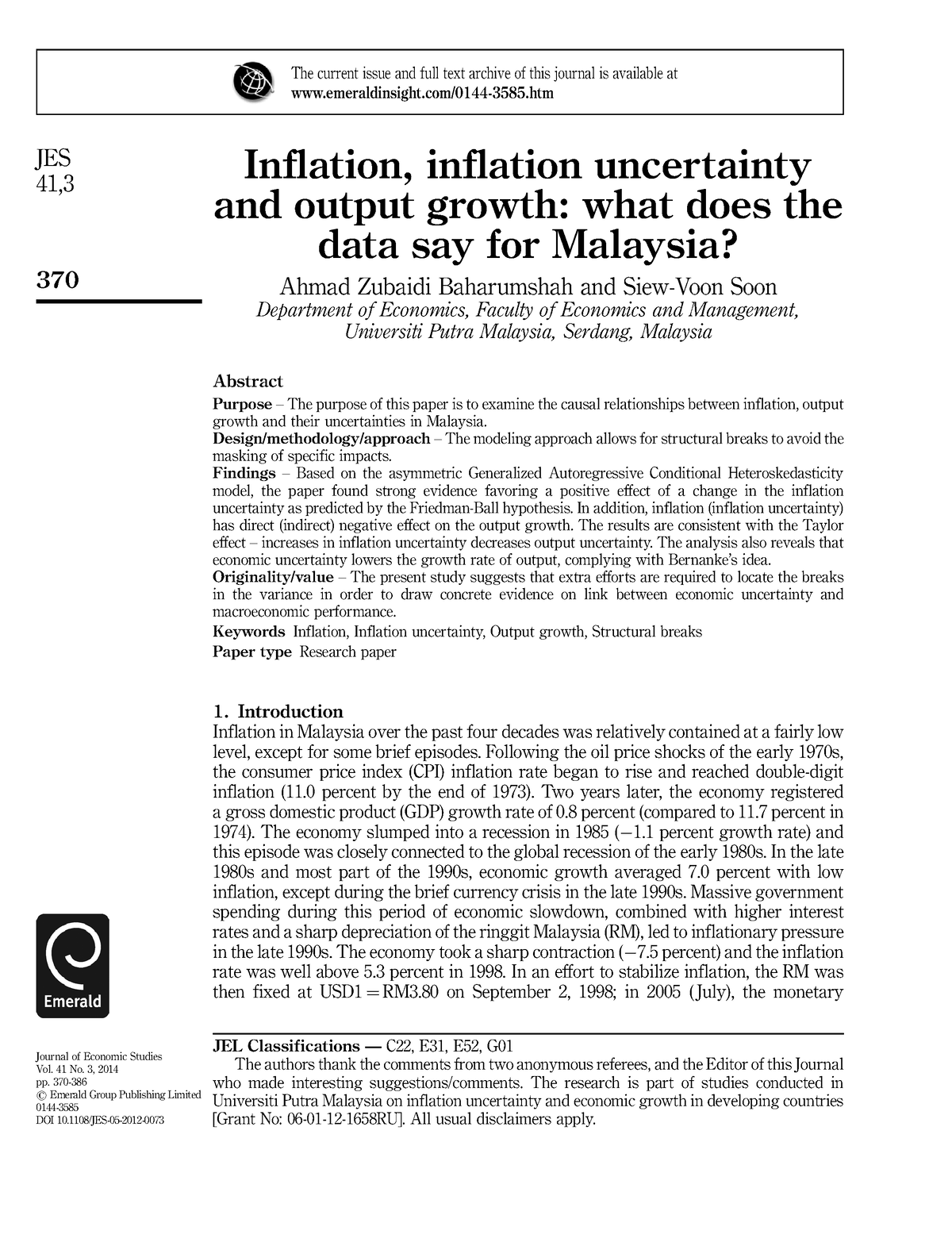 literature review of inflation