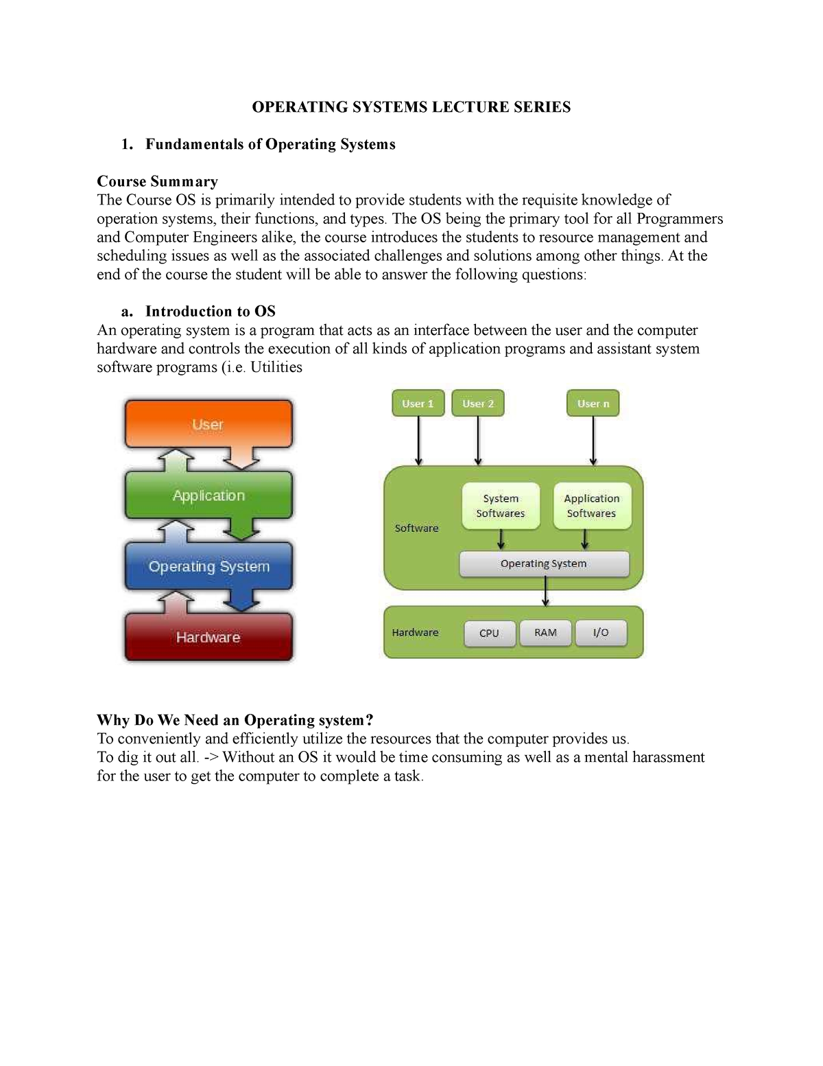 Operating Systems Lecture Series - CH 1 - OPERATING SYSTEMS LECTURE ...