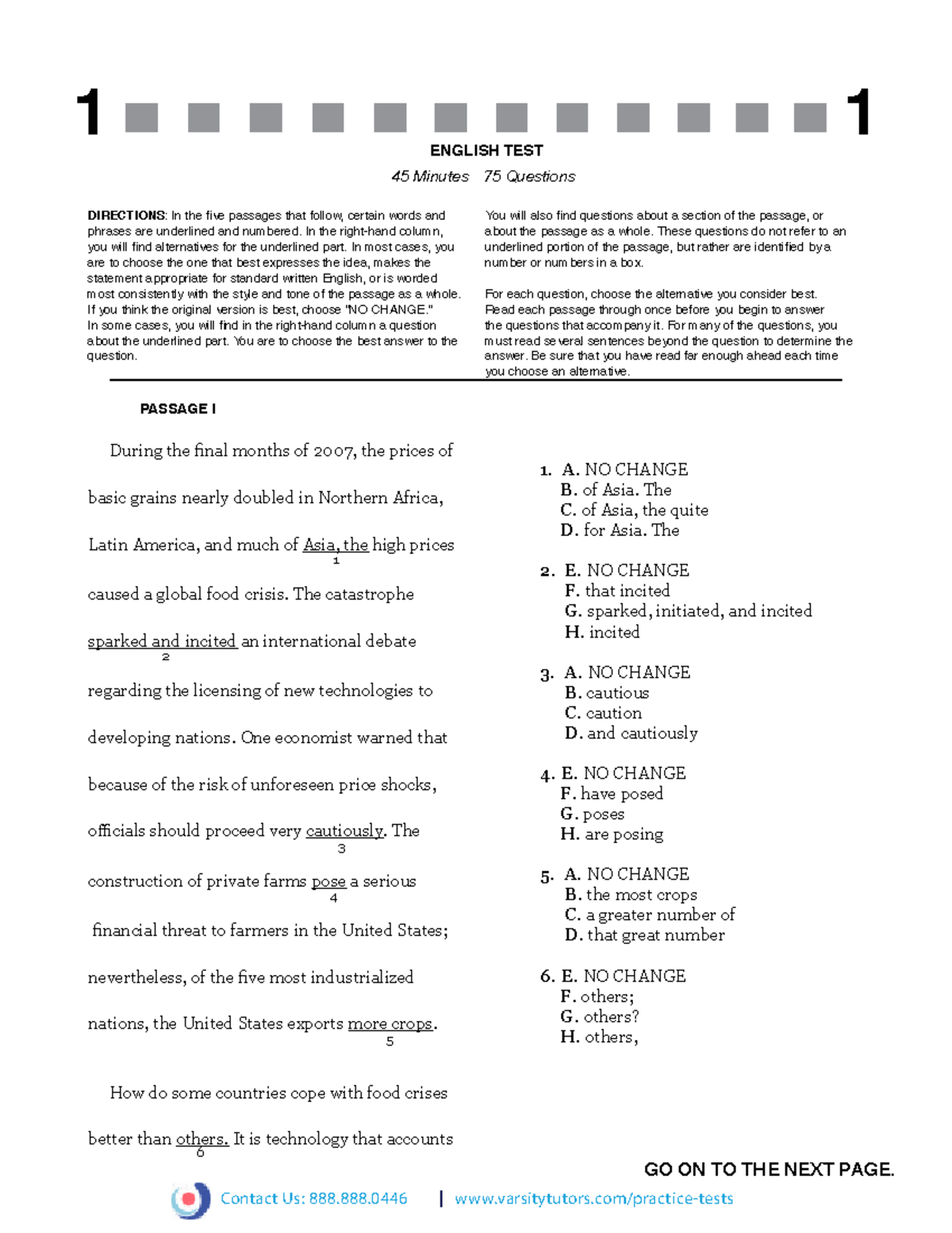 Prep Pros ACT Reading Book Free Trial ENGLISH TEST 45 Minutes—75