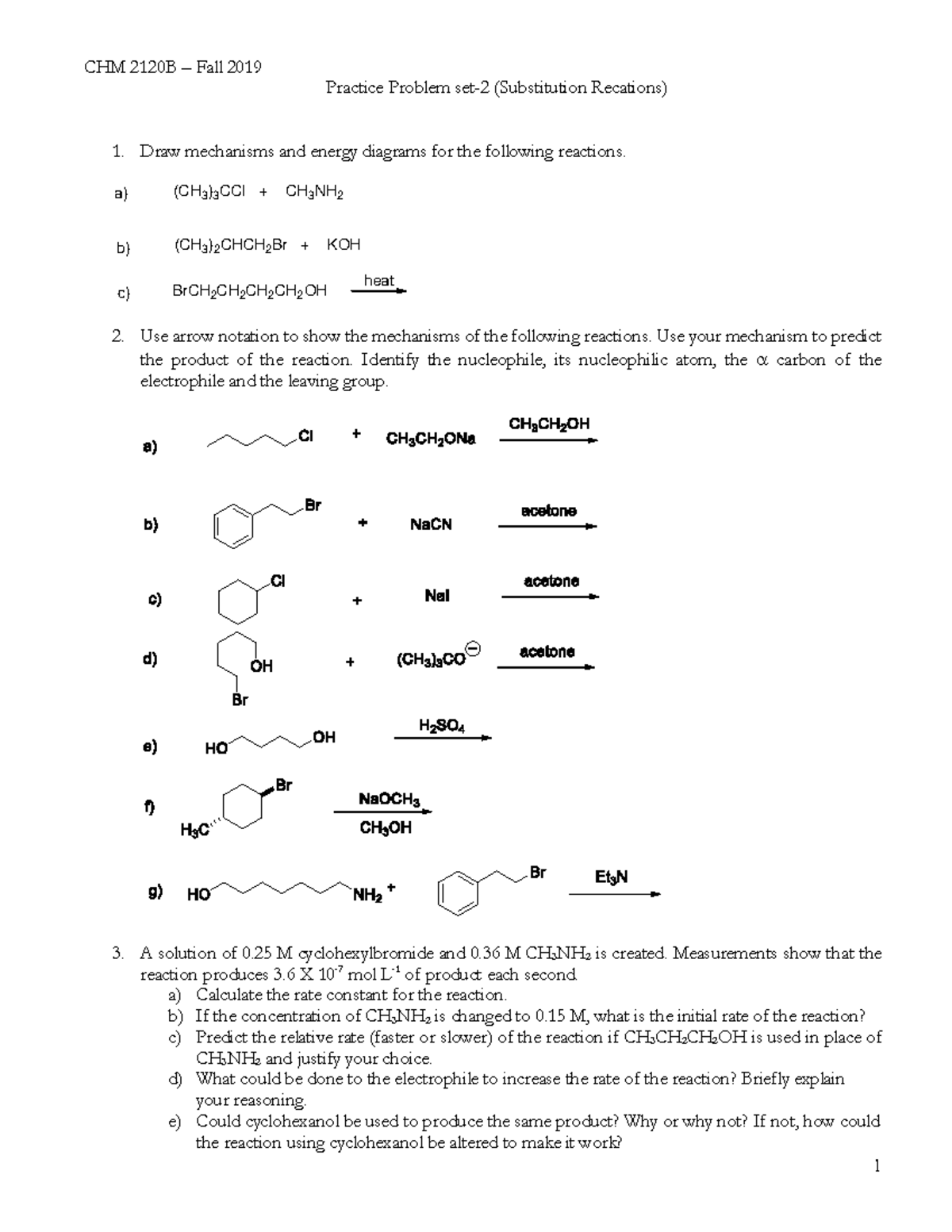 CHM2120 - Problem Set 2 - Organic Chemistry II - uOttawa - StuDocu