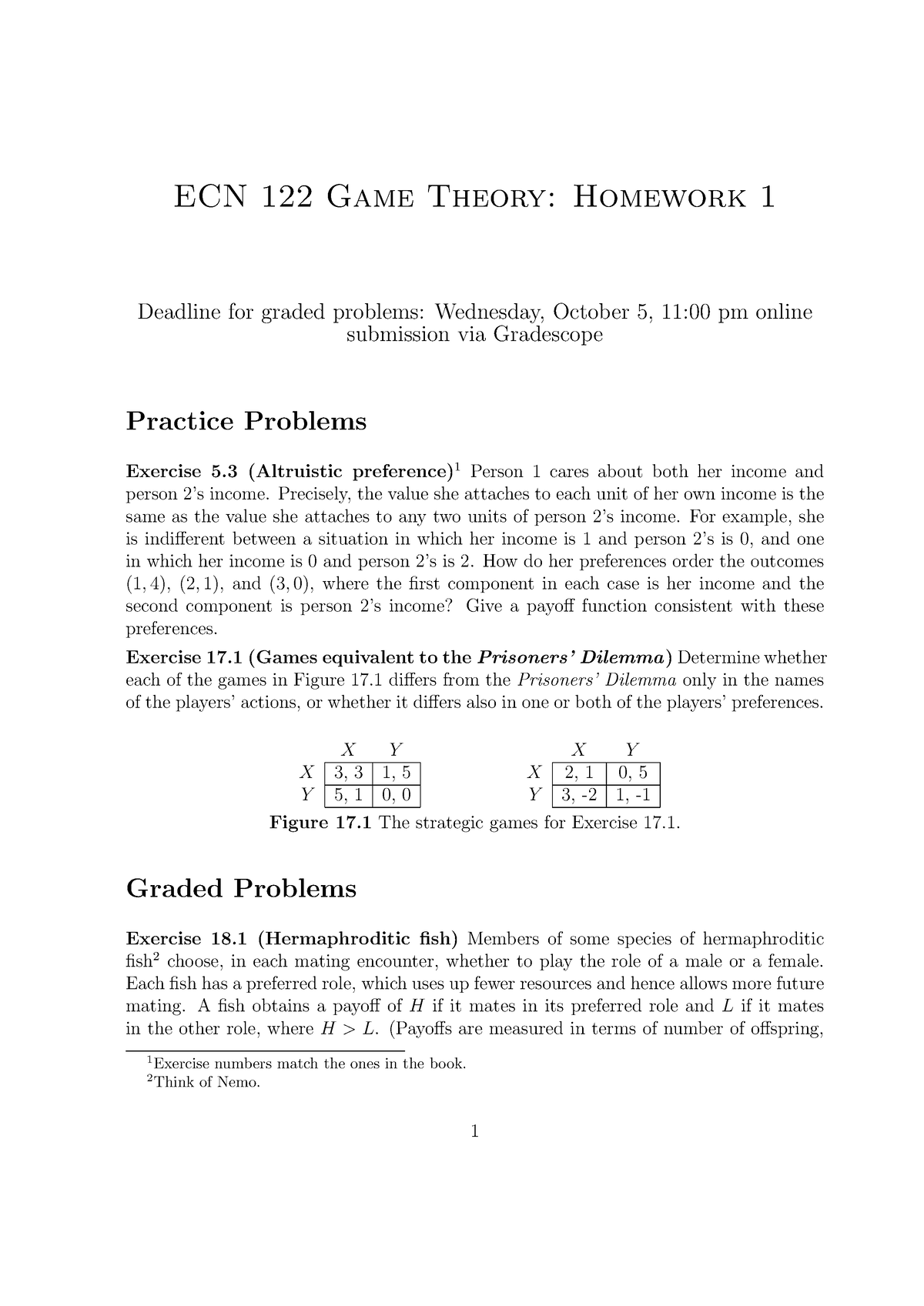 game theory homework solutions