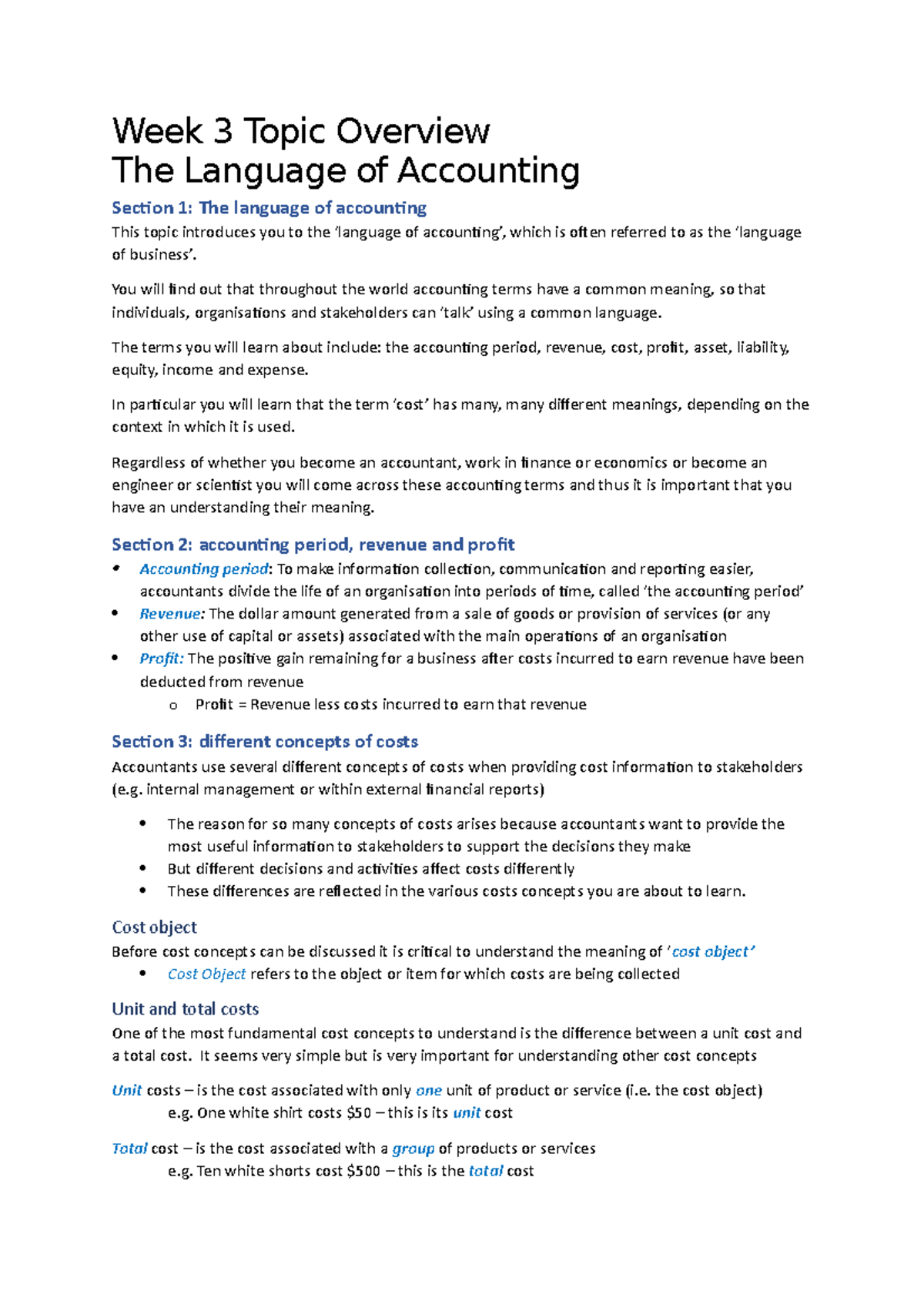 W3 - The Language of Accounting Topic Overview - Week 3 Topic Overview ...