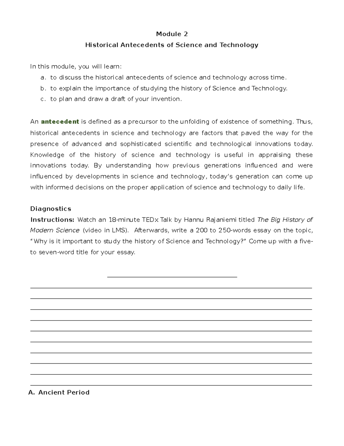 Module-2 - NOTES - Module 2 Historical Antecedents Of Science And ...