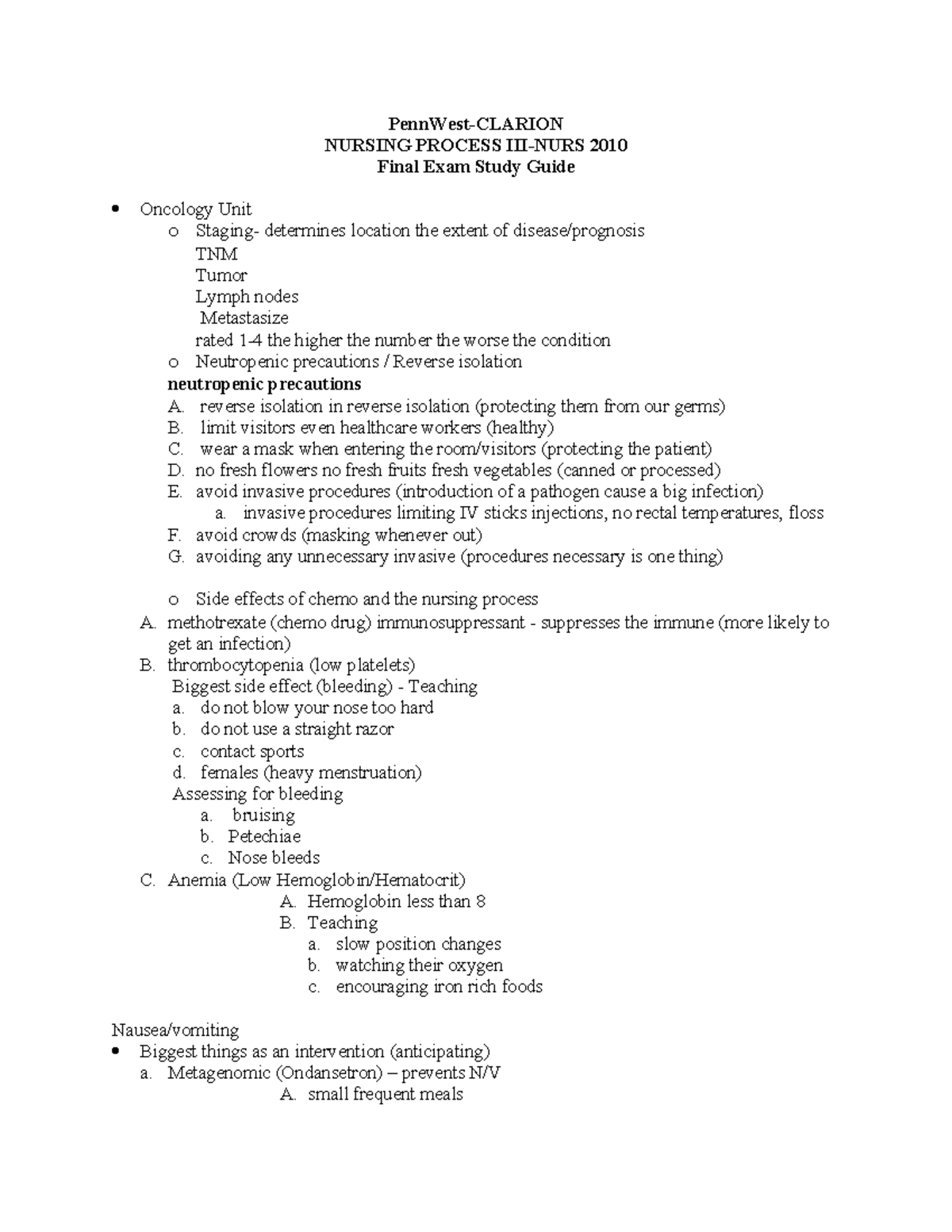 New Version - NURS 201 0 Final Exam Study Guide Fall 2023 - PennWest ...