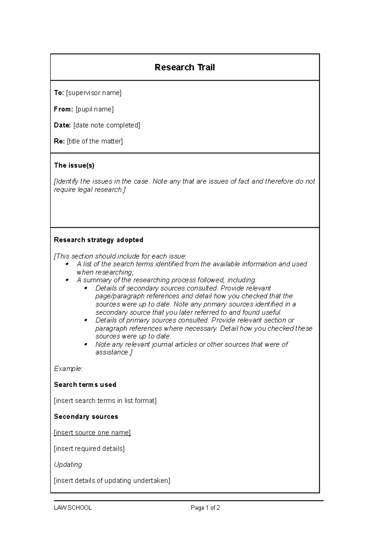 BTC Drafting WS3 Apply Template research trail - Research Trail To ...