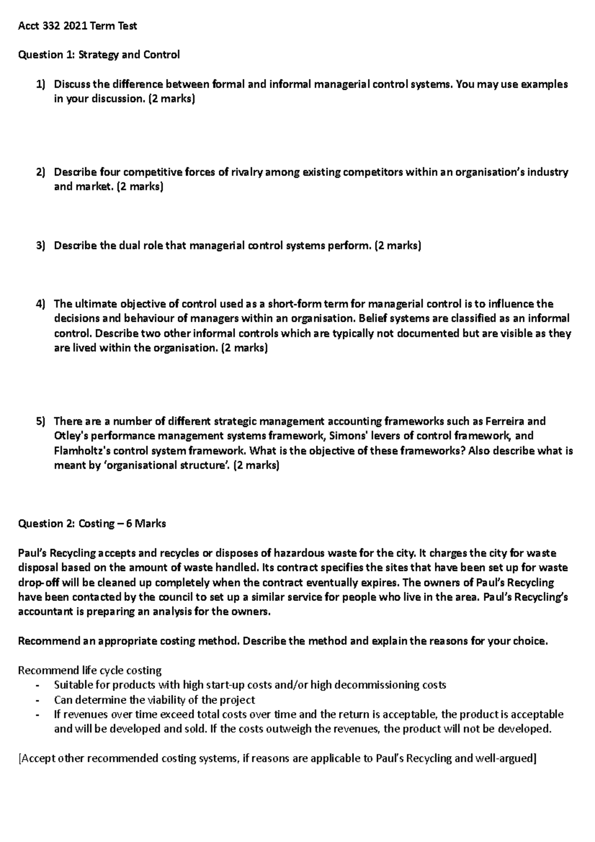 Acct 332 2021 Term Test - term test summary - Acct 332 2021 Term Test ...