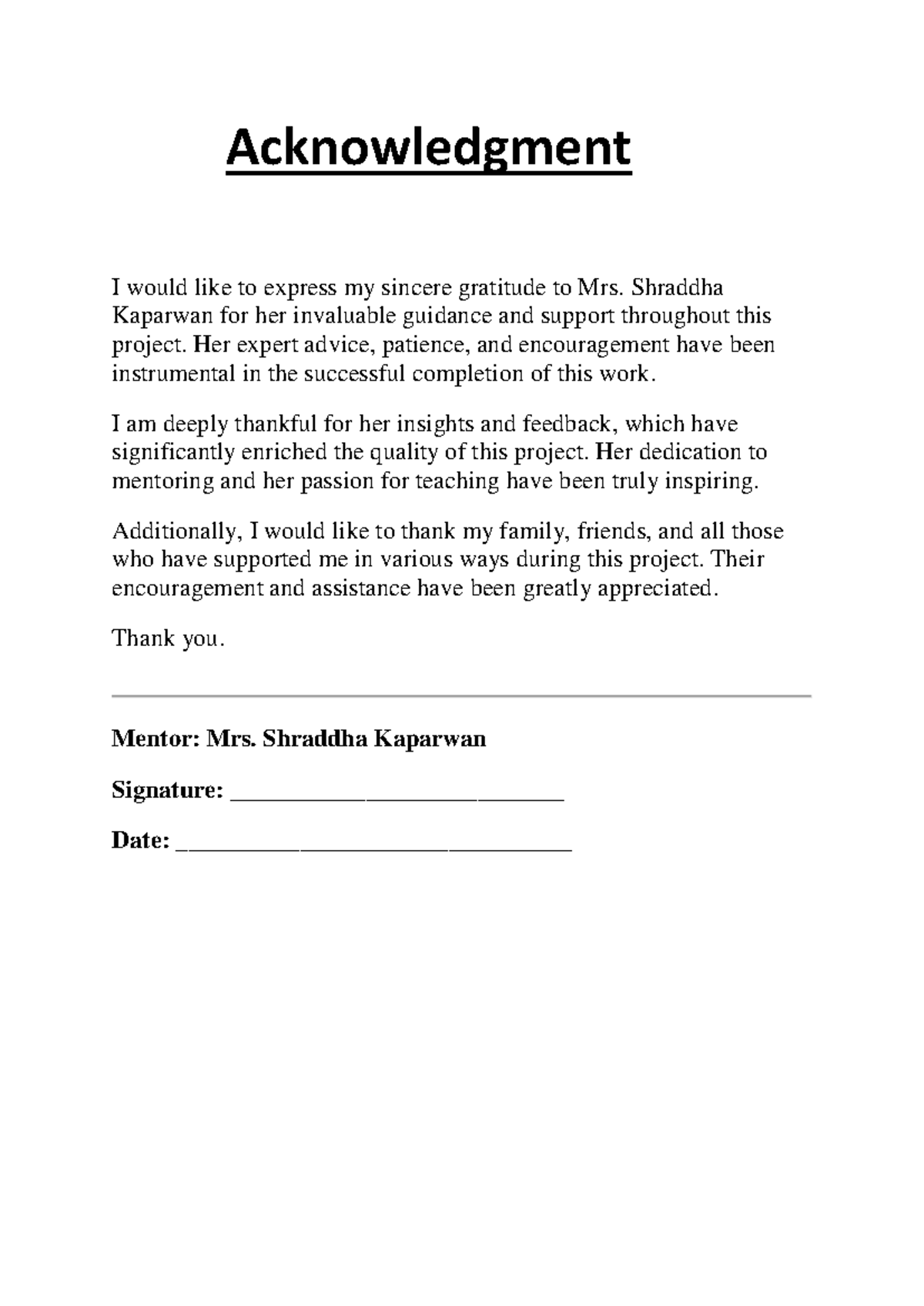 Synopsis file of python project - Acknowledgment I would like to ...