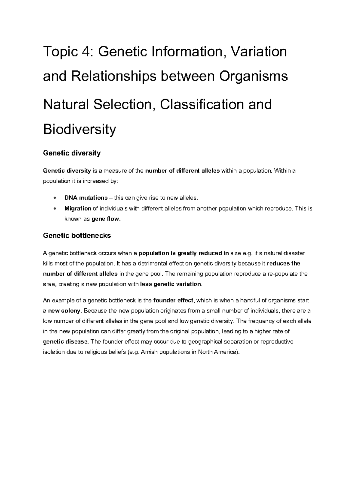 Topic+4+Natural+Selection,+Classification+and+Biodiversity - Topic 4 ...