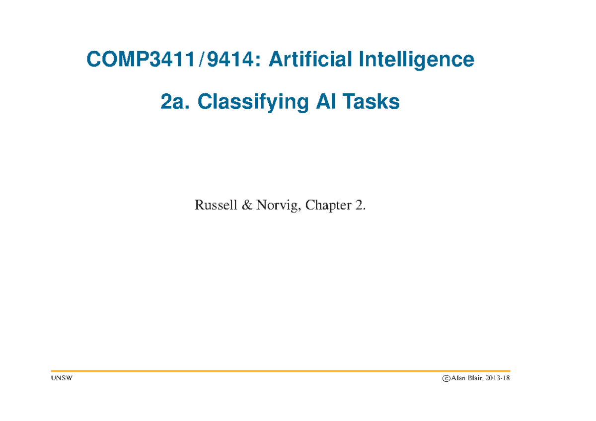 2a Tasks - Lecture notes 2 - COMP3411 / 9414: Artificial Intelligence ...