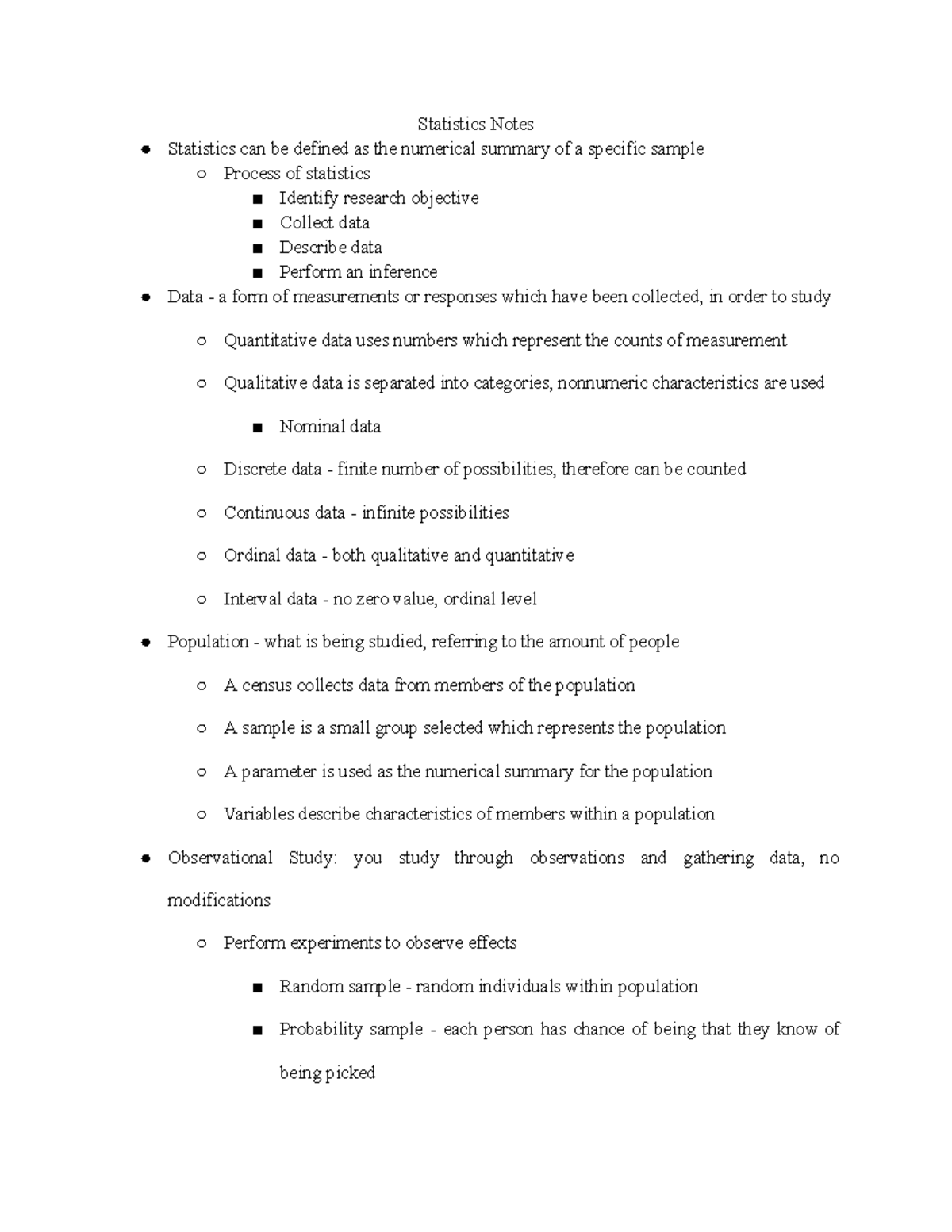Statistics notes statisitics statistics notes statistics can be