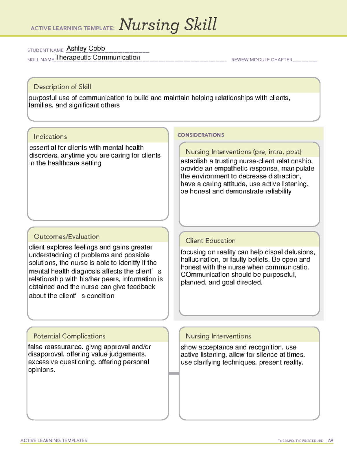 Therapeutic communication - ACTIVE LEARNING TEMPLATES THERAPEUTIC ...