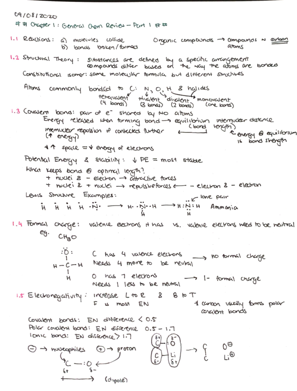 Chapter 1 General Chem Review - Part 1 - 09/08/ Chapter 1: General Chem ...