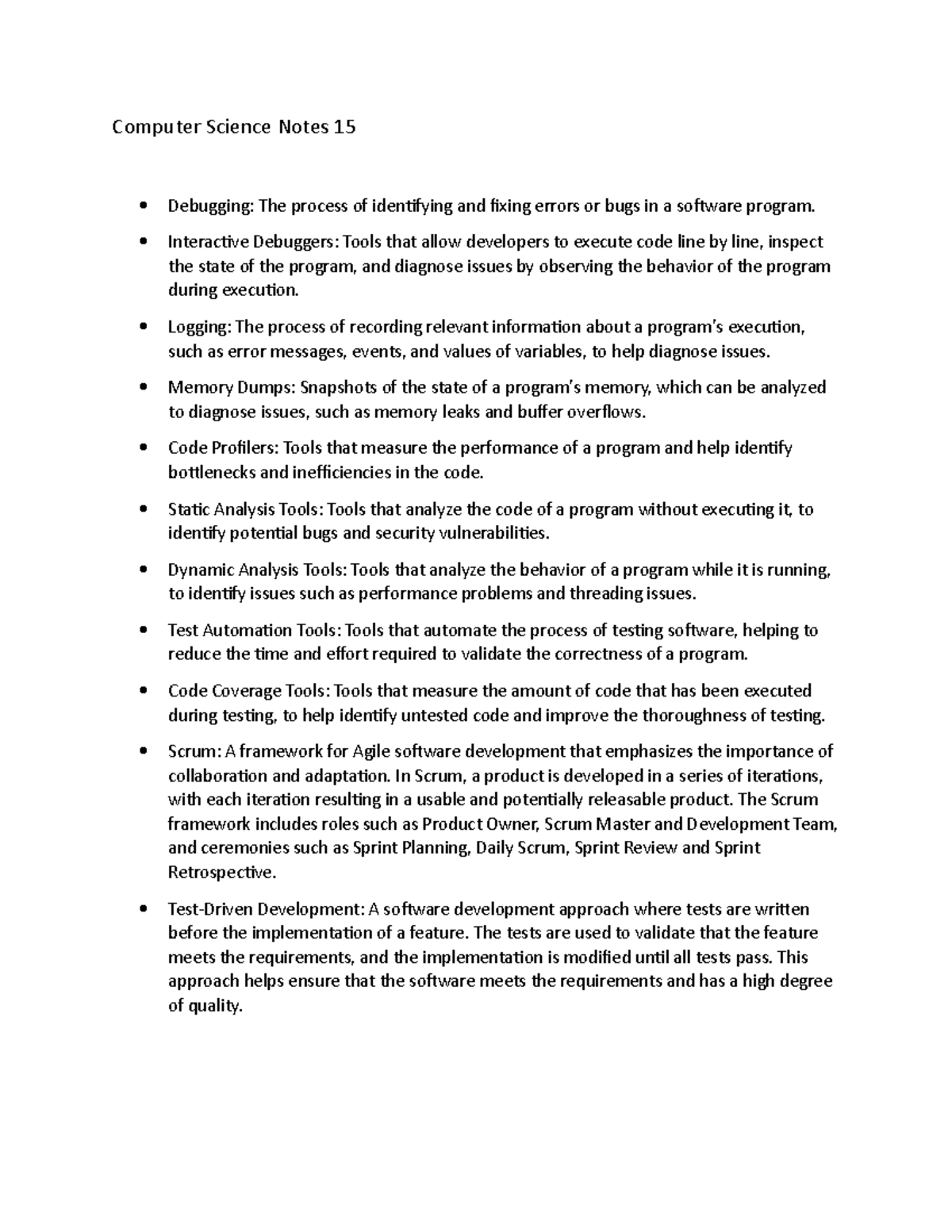 Computer Science Notes 15 - Interactive Debuggers: Tools that allow ...