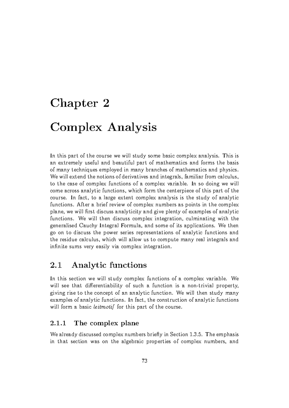 Complex Analysis - mathematical-II - Chapter 2 Complex Analysis In this ...