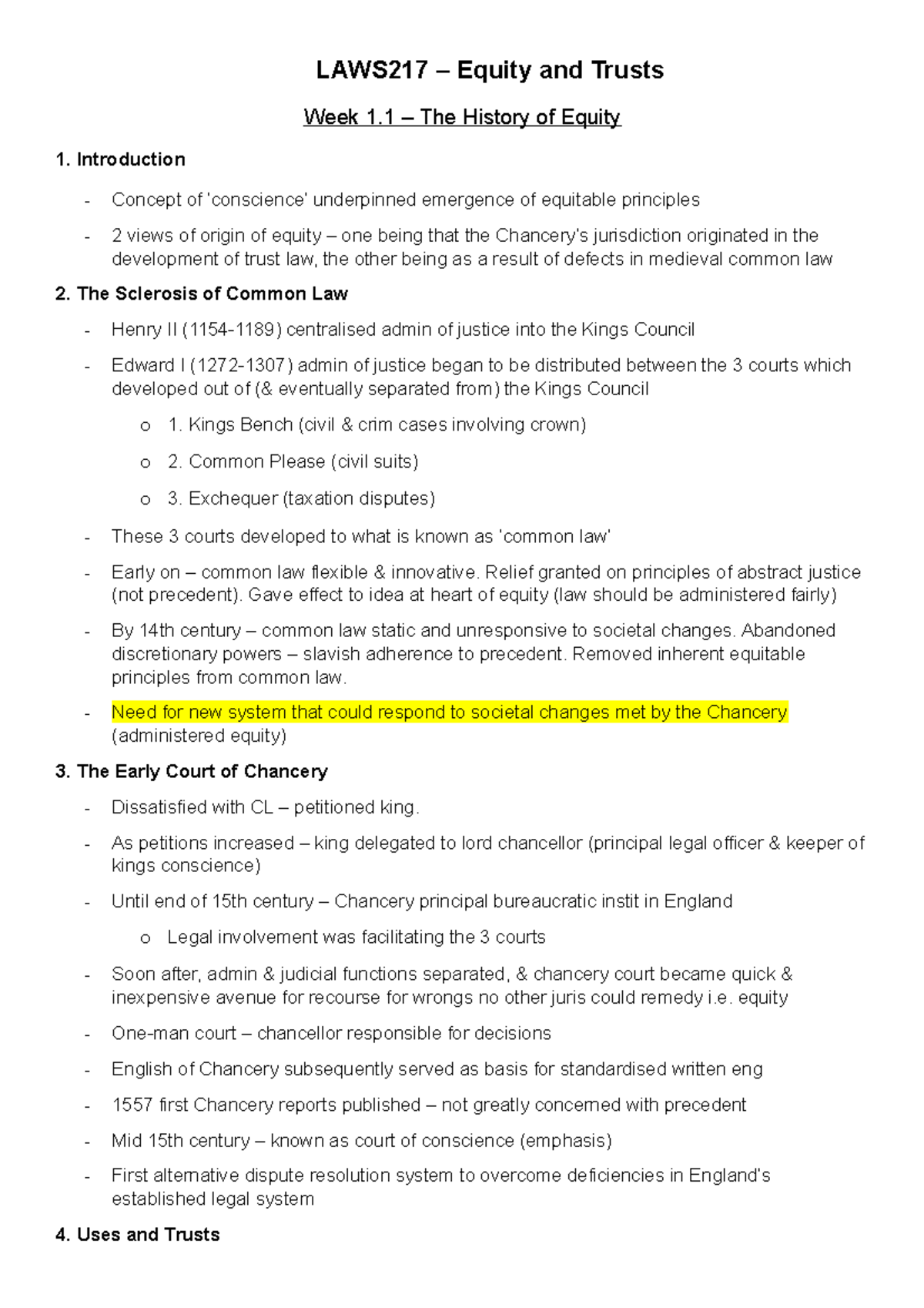 Final LAW 217 Equity and Trusts Notes - LAWS217 – Equity and Trusts ...