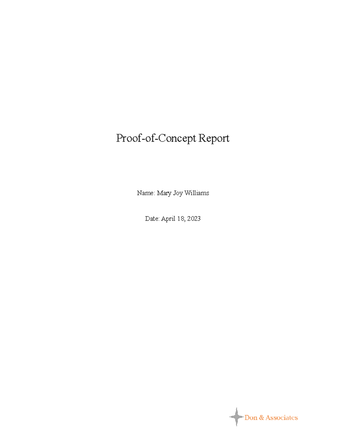 Proof-of-Concept Report Template - Proof-of-Concept Report Name: Mary ...