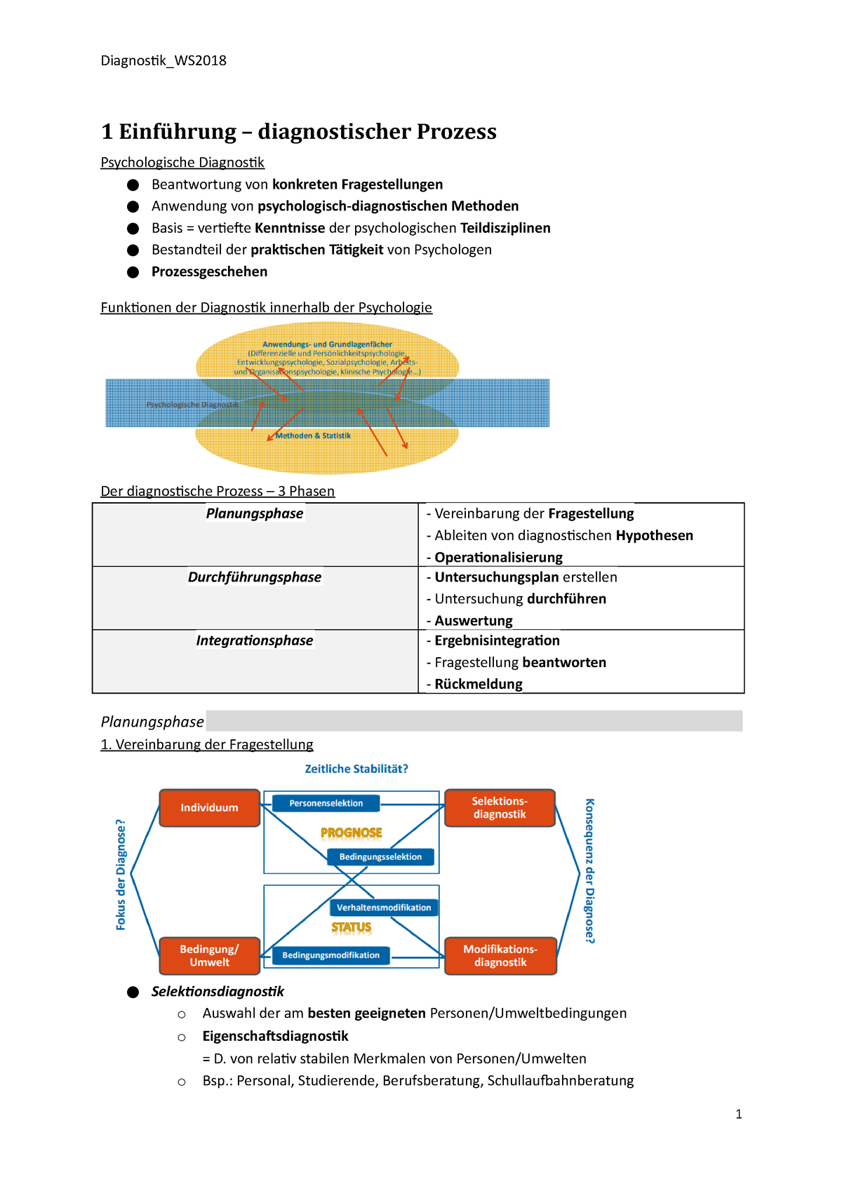 Diagnostik VO: alle Foliensätze zusammengefasst - DIAGNOSTIK Bei einem  psychologischen Test (a) - Studocu