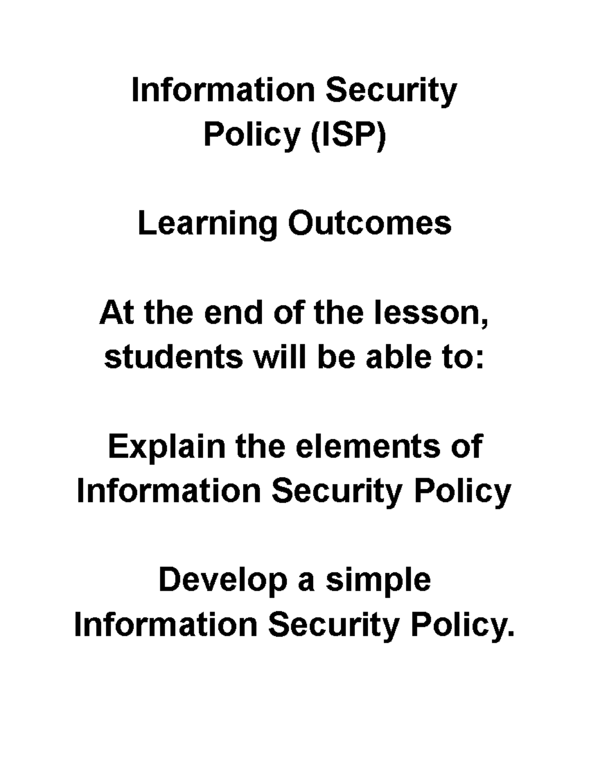 Information Security Policy (ISP) - Information Security Policy (ISP ...