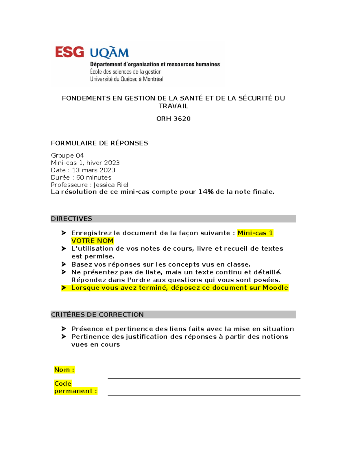 Mini-cas 1 Pour Orh3620 - FONDEMENTS EN GESTION DE LA SANTÉ ET DE LA ...