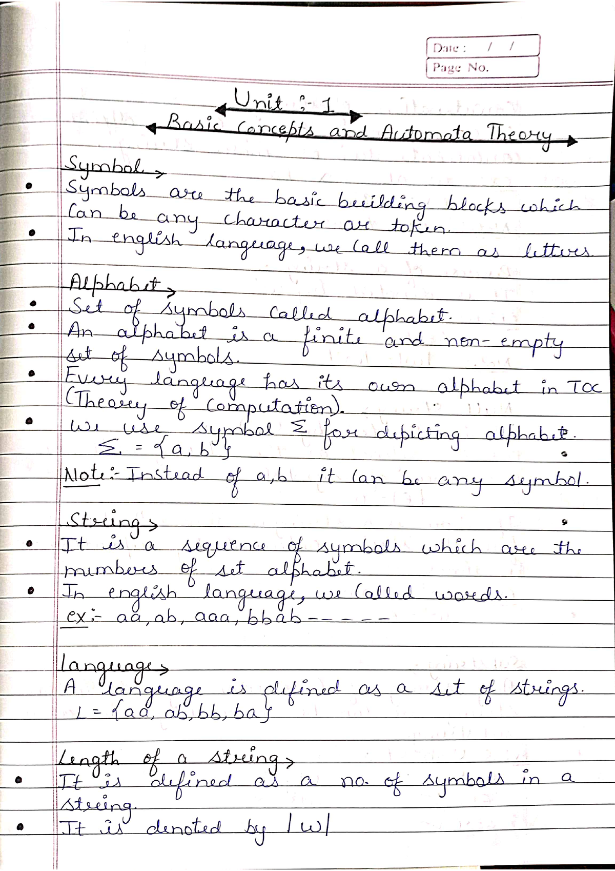 TAFL Unit 1 - Very Helpful And New Notes. - B.Tech CSE (2nd Year) - Studocu