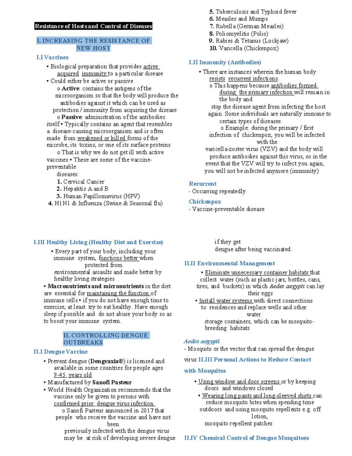 Health CARE Resistance of Hosts and Control of Diseases - Resistance of ...