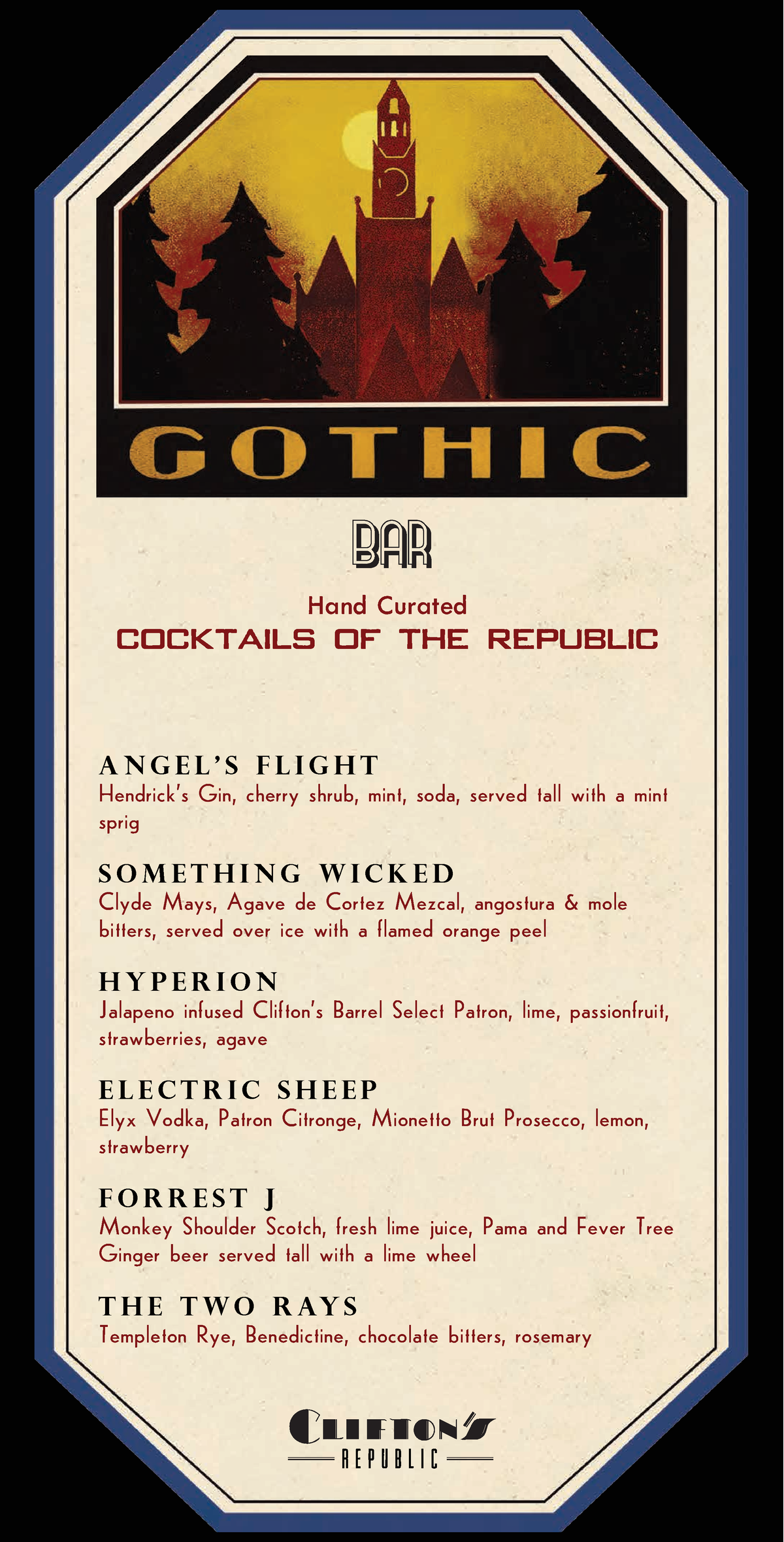 Cliftons Republic Gothic Bar Menu 1 Hand Curated cocktails of the