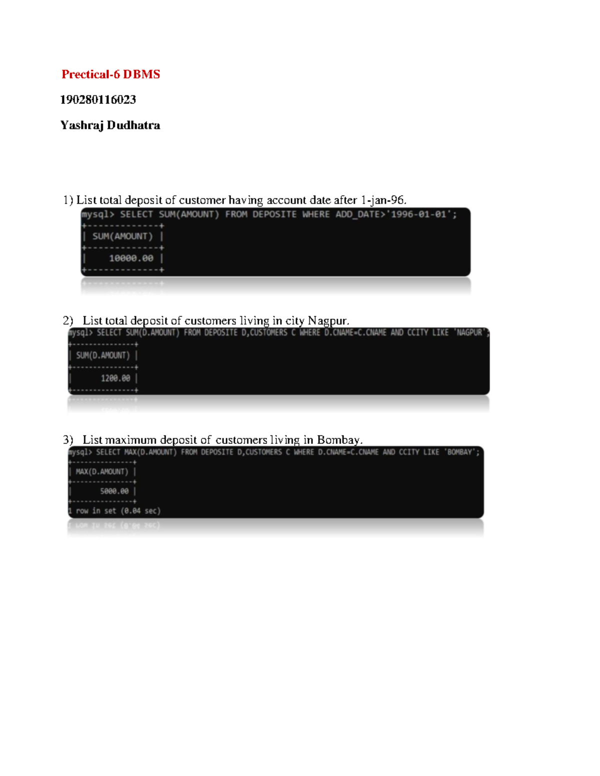 DBMS(3130703) Practical-6 Displaying data from Multiple Tables (join ...