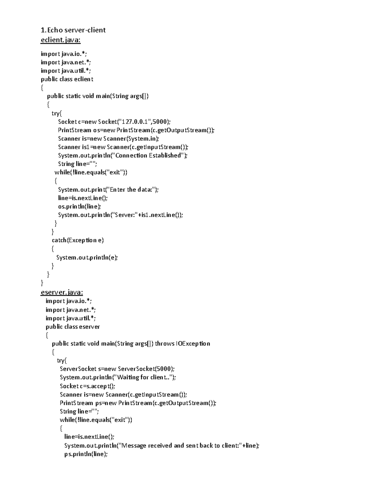 Np progs labs 1 server client eclient import java import java