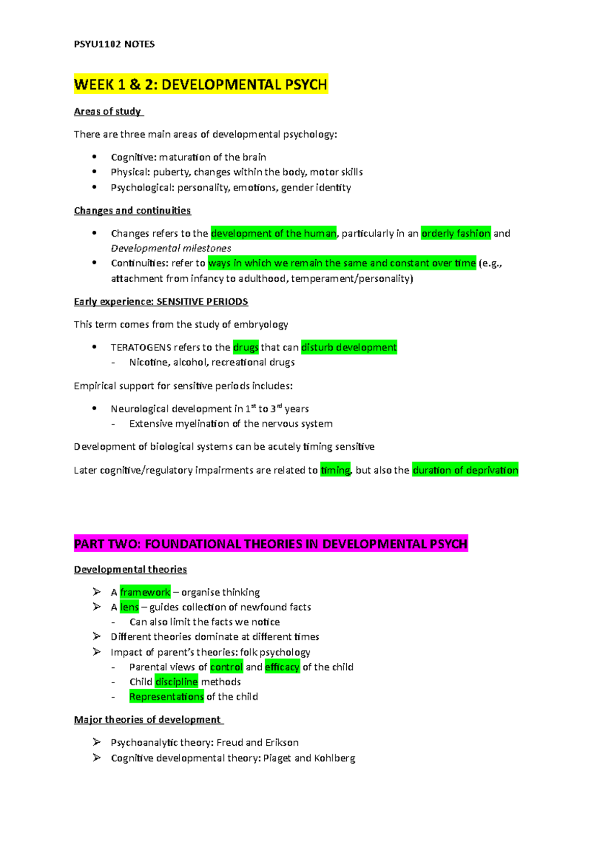 PSYU1102 NOTES - Lectures week 1-8 - PSYU1102 - MQ - Studocu