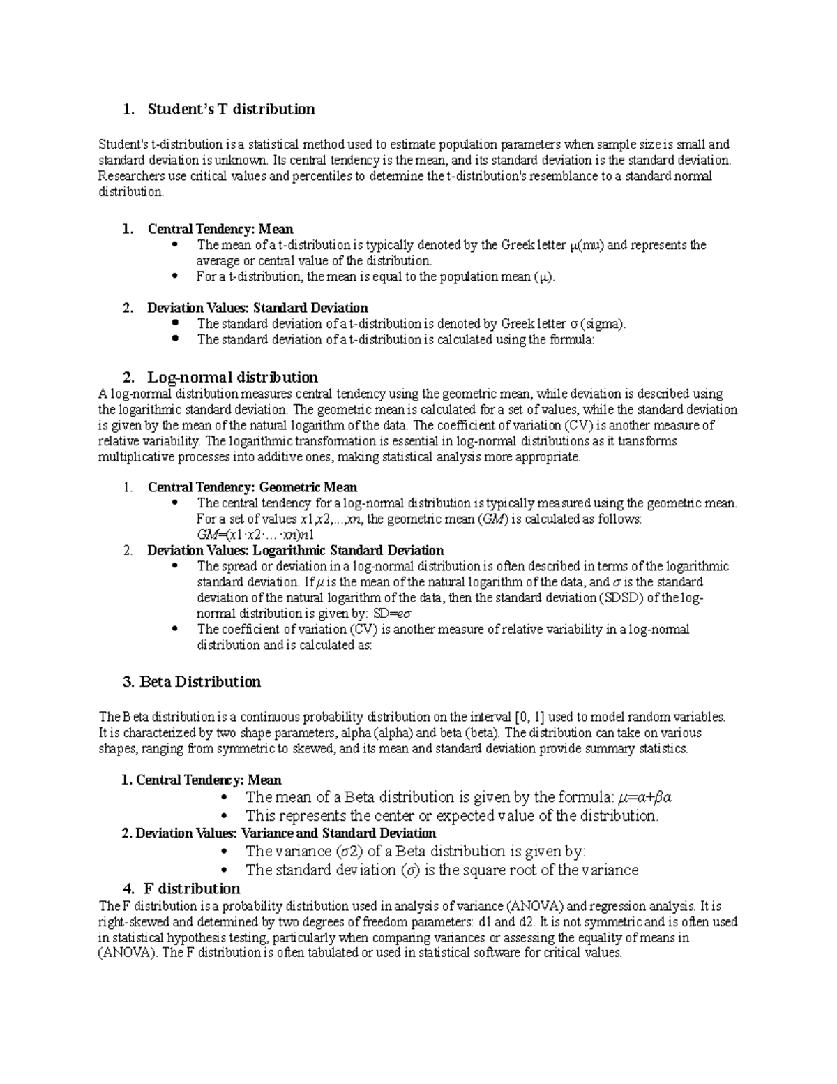 Statistics assingment 5 - 1. Student’s T distribution Student's t ...