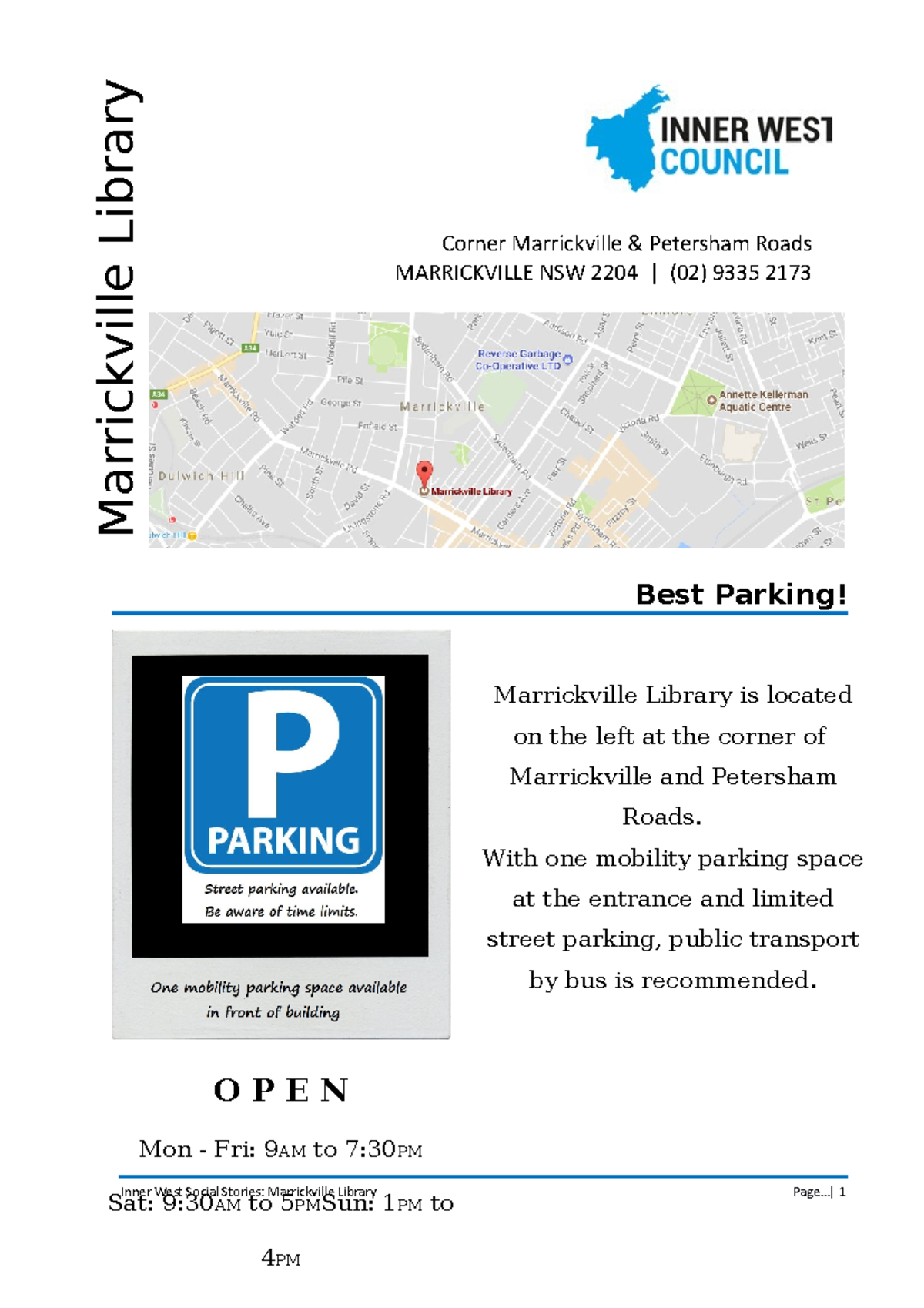 Inner West Council - Marrickville Library - Getting to and around ...