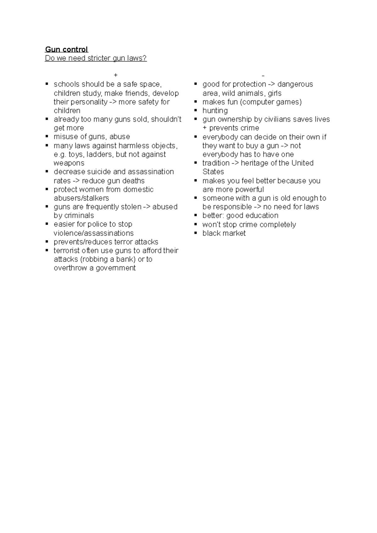 Gun control us abitur Englisch Studocu