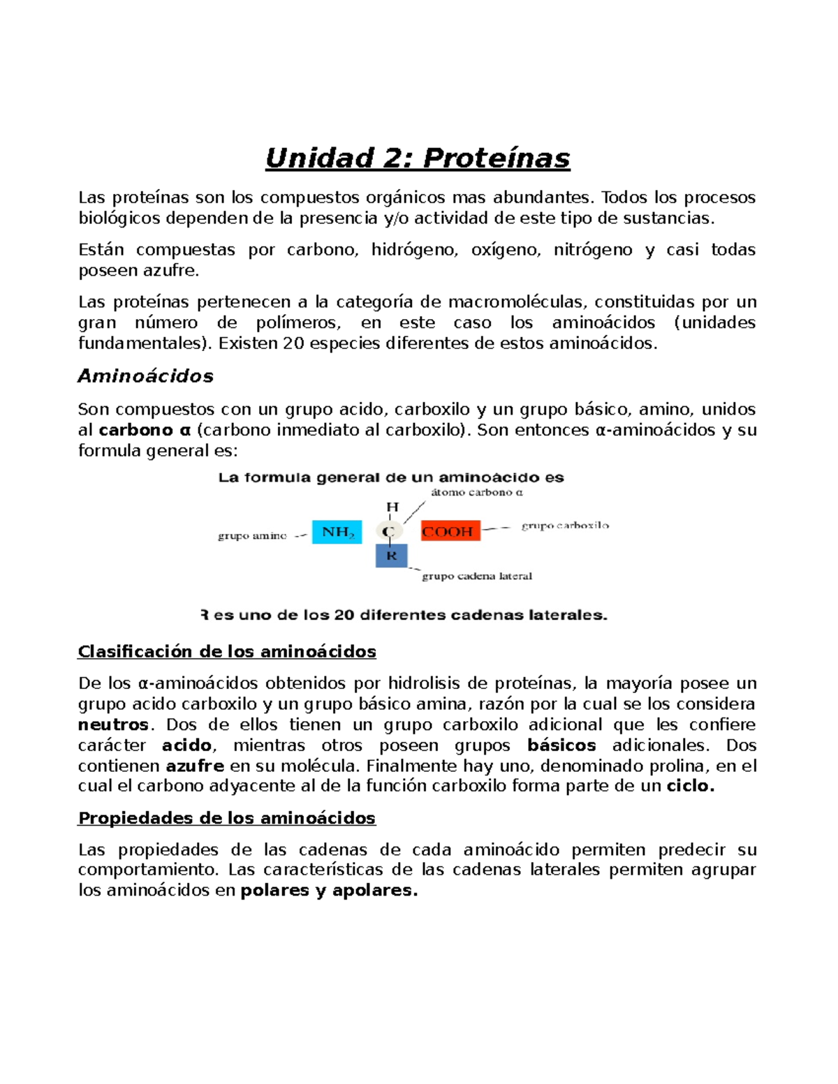 Unidad 2 - Proteínas - Quimica Biologica / Biological Chemistry ...