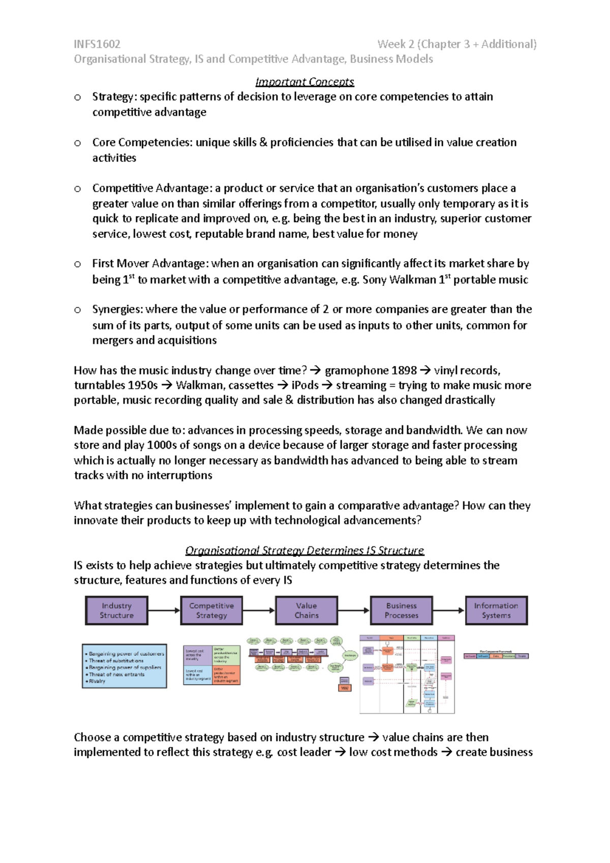 Chapter 3 notes - Organisational Strategy, IS and Competitive Advantage ...