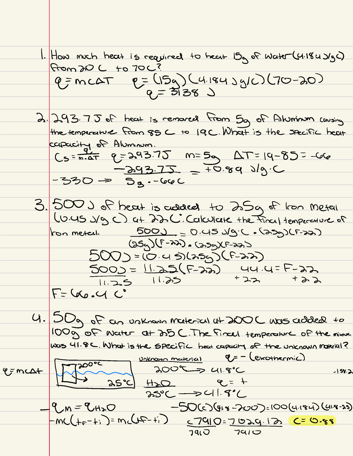 Calorimetry Basics - Organic Chemistry Tutor Based Notes - 1. How Much ...