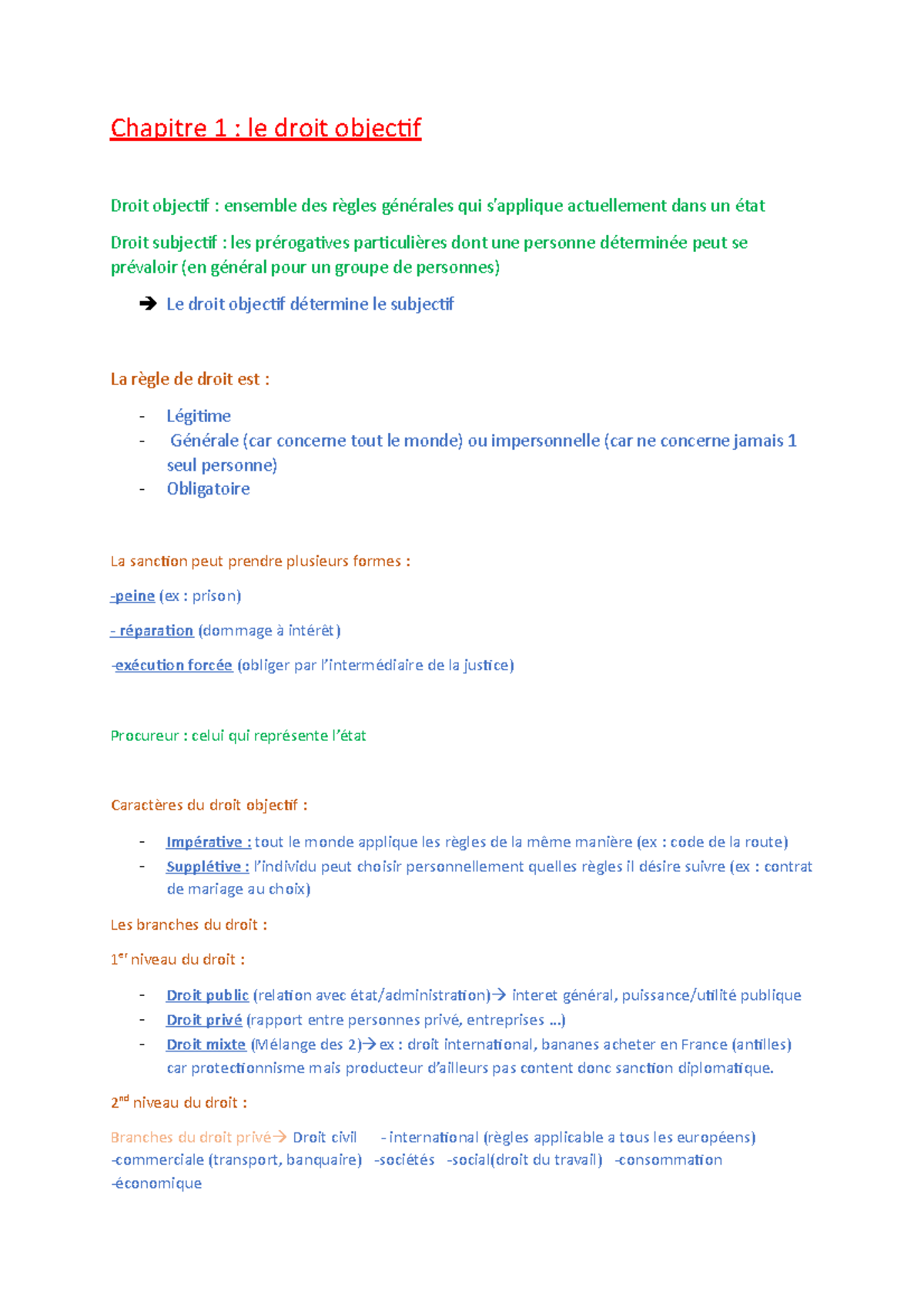 Chapitre 1, le droit objectif - Chapitre 1 : le droit objectif Droit ...
