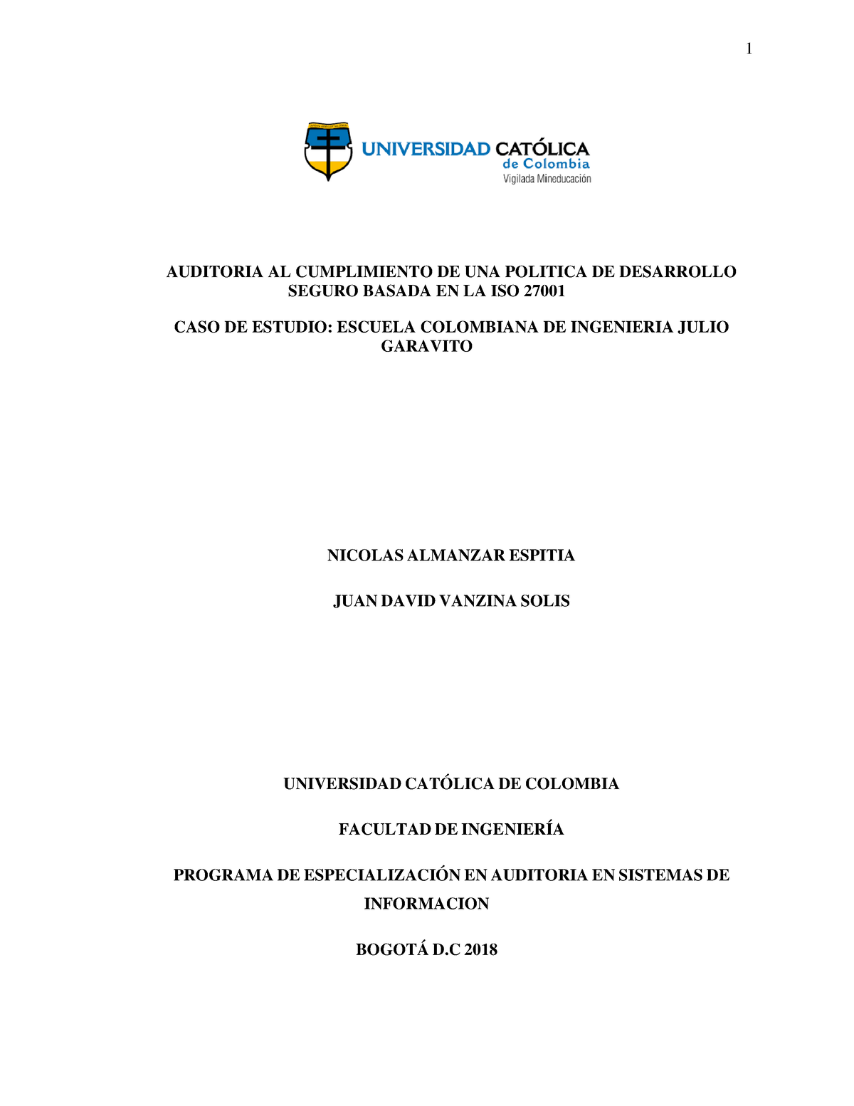 Auditoria al cumplimiento de una politica de desarrollo - AUDITORIA AL ...